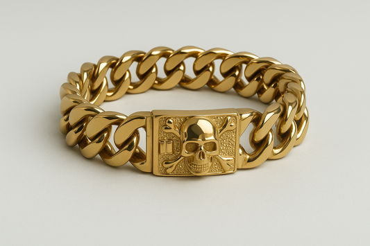 Skull Clasp Curb Bracelet – Royal Gold Edition