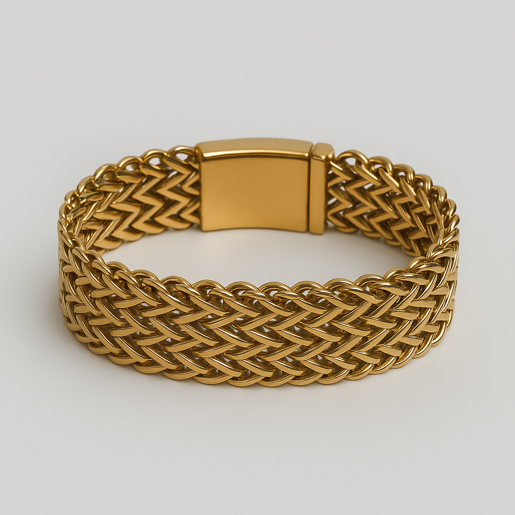 Triple-Braided Steel Bracelet – Pure Gold Edition